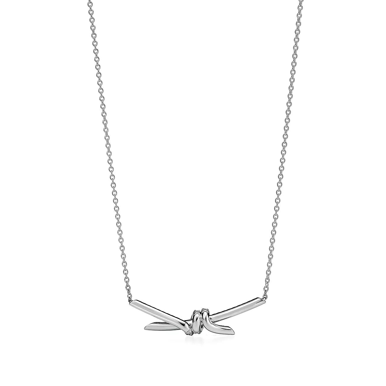 Tiffany Knot Pendant Silver Cubic Zirconia Necklace