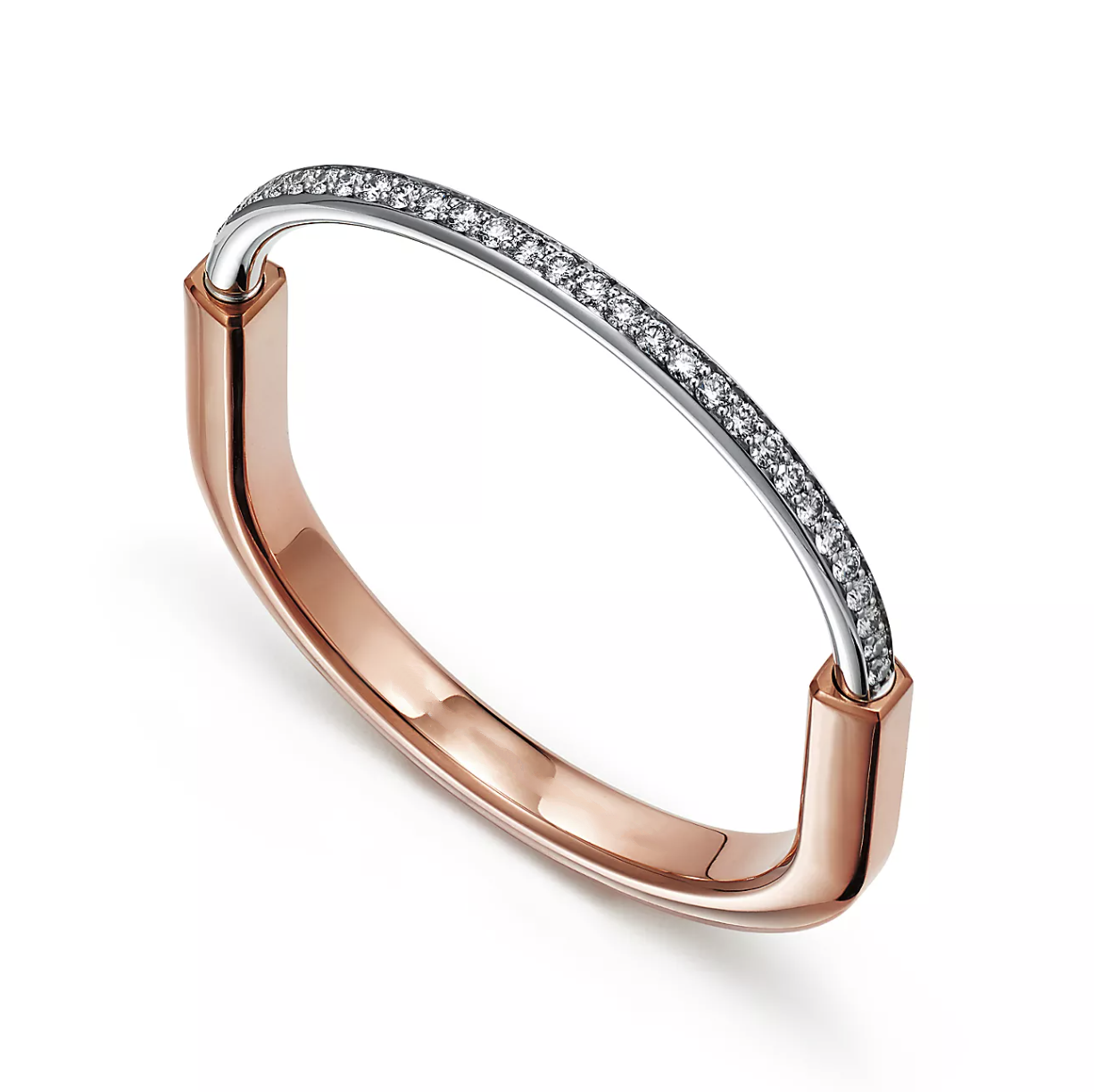 Tiffany Lock Bracelet Rose and White Gold Cubic Zirconia