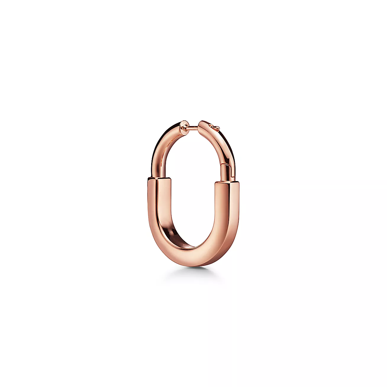 Tiffany Lock Medium Pink Cubic Zirconia Pink Gold Earrings