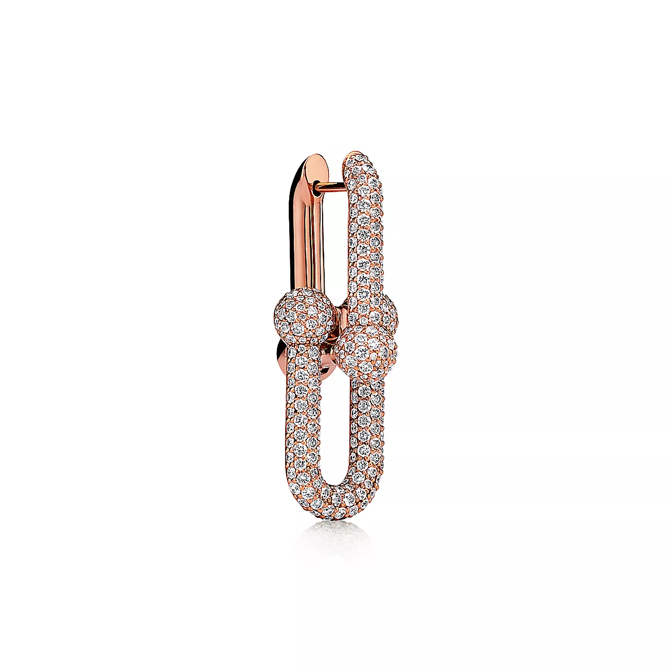 Tiffany Large Link Earrings Pink Gold with Paved Diamonds