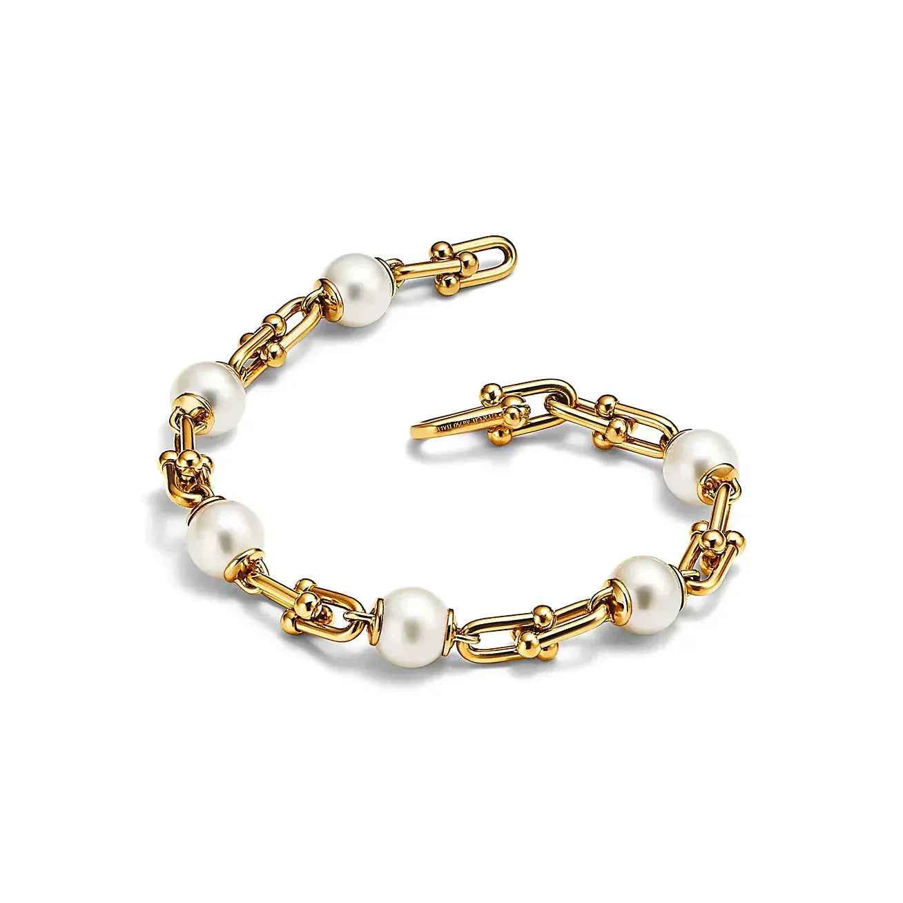 Tiffany Link Bracelet Gold with Freshwater Pearls