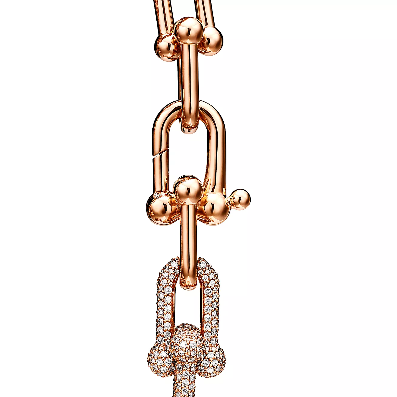 Tiffany Hardwear Large Link Pink Gold Paved Cubic Zirconia Bracelet