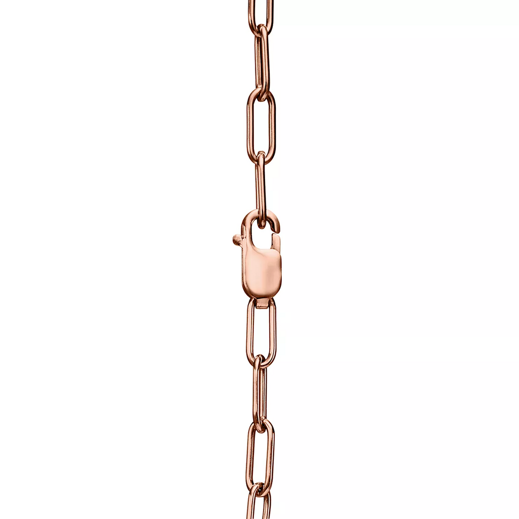 Tiffany Lock Small Pendant Pink Cubic Zirconia Pink Gold Necklace
