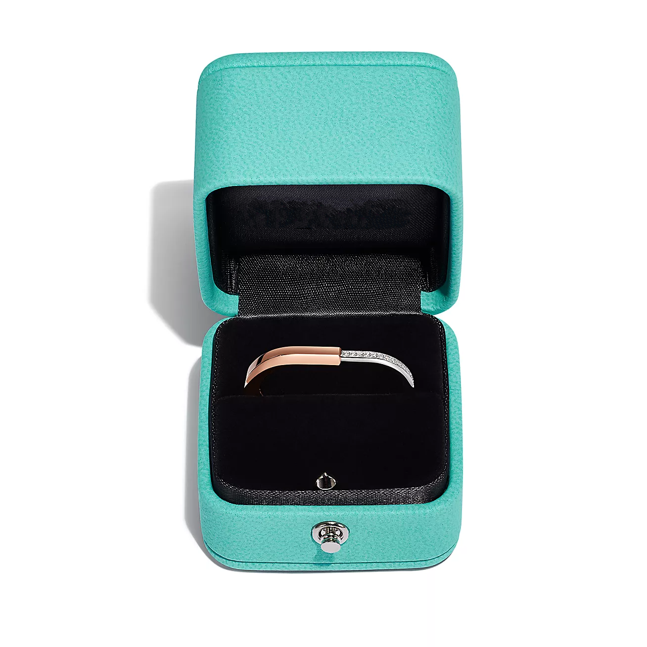 Tiffany Lock Ring Tow-Finger Rose and White Gold Cubic Zirconia