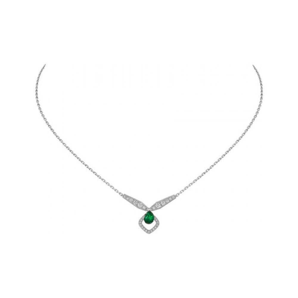 Chaumet Josephine Malachite Silver Cubic Zirconia Necklace