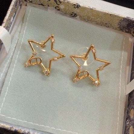 Dior CD Earrings Star Gold Diamond