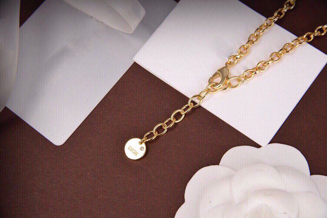Dior CD Pearl Star Heart Gold Diamond Necklace