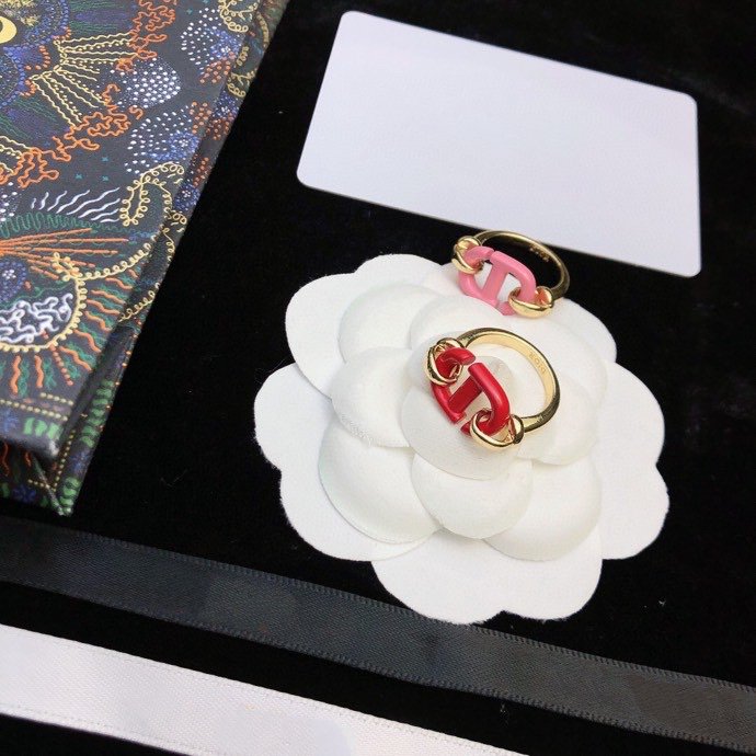 Dior CD Red and Pink Gold Ring