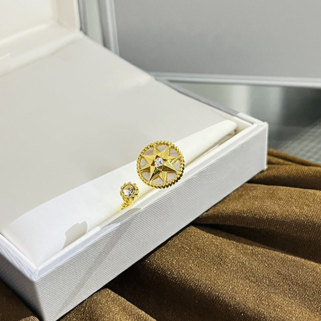 Dior Rose Des Vents Ring Gold Cubic Zirconia