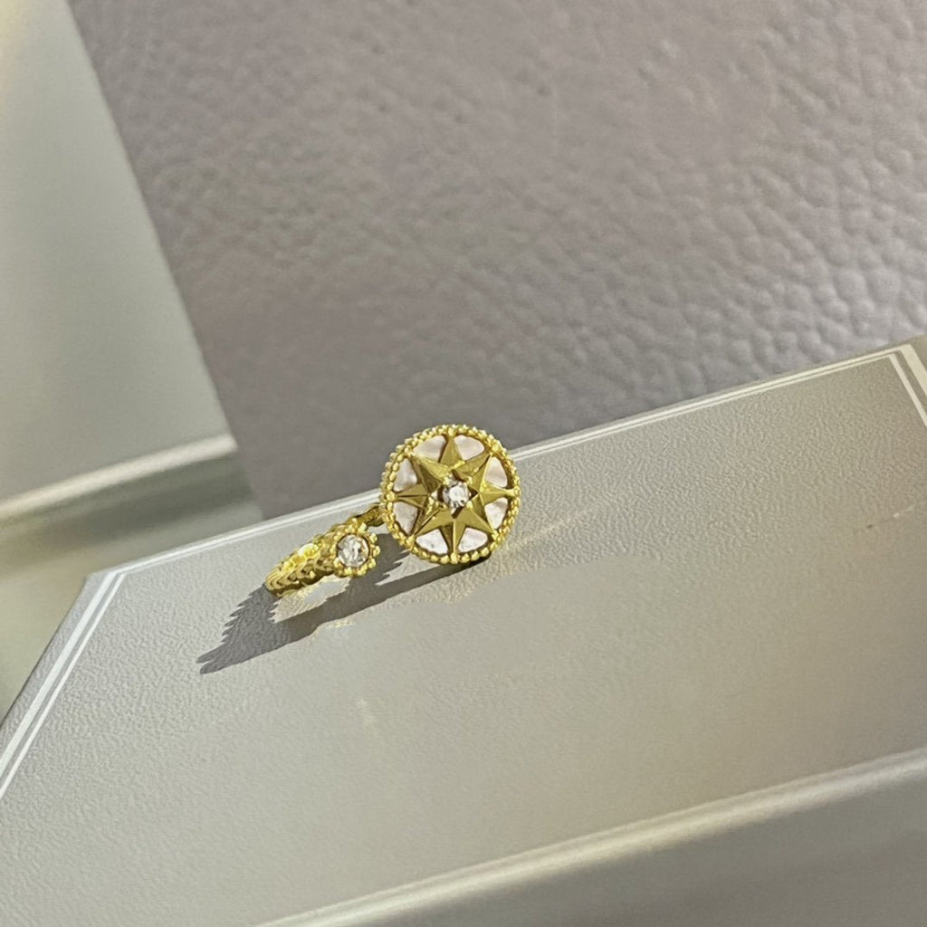 Dior Rose Des Vents Ring Gold Cubic Zirconia