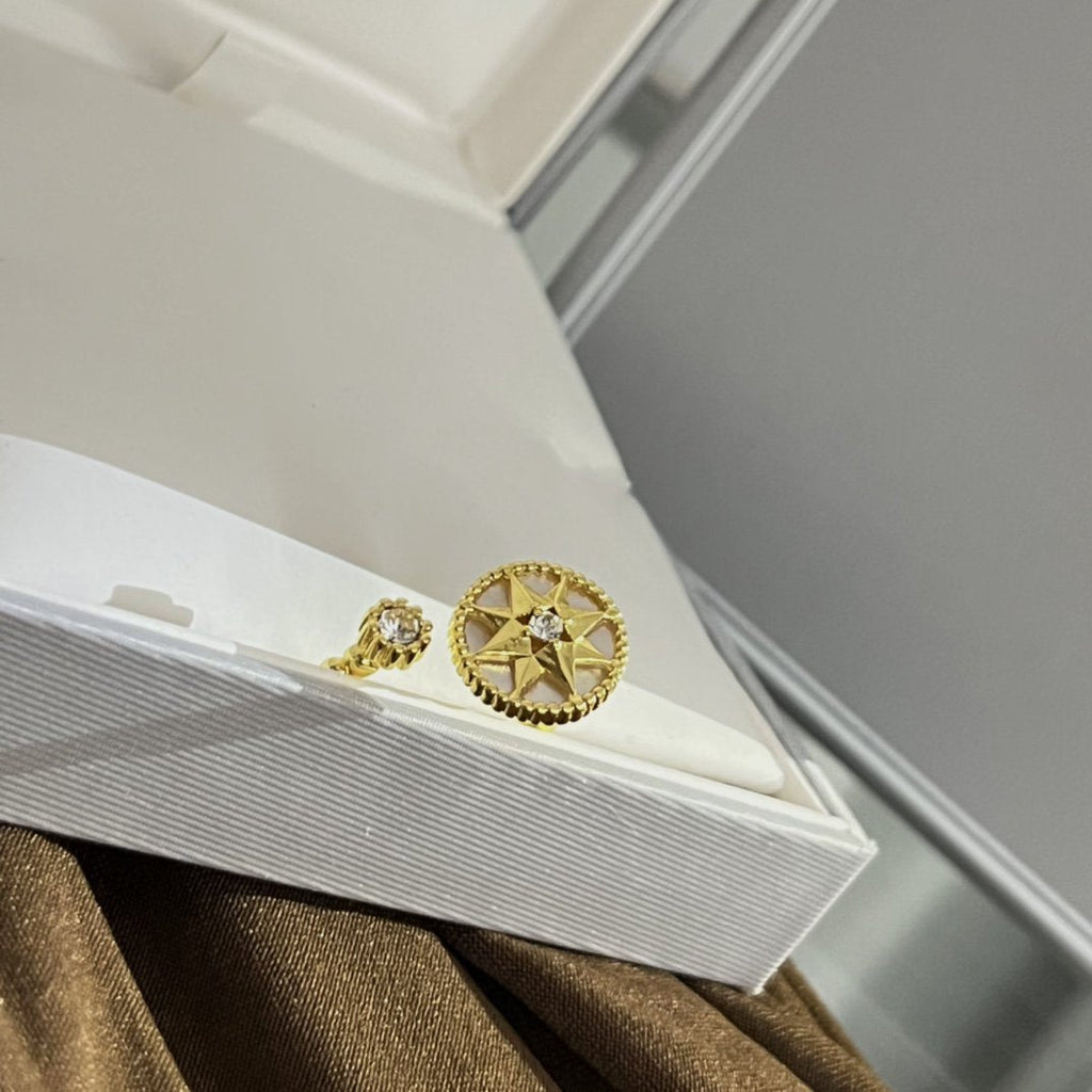 Dior Rose Des Vents Ring Gold Cubic Zirconia