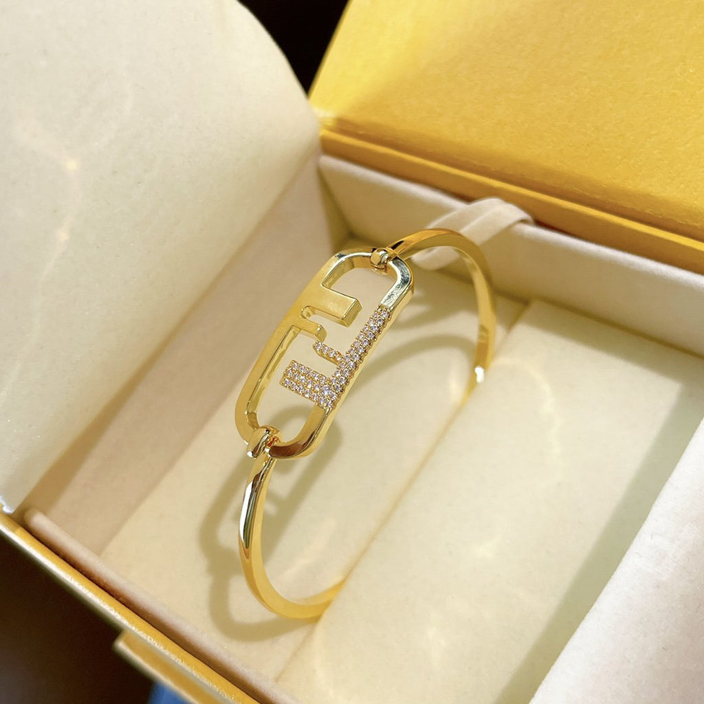 Fendi O'Lock Gold Diamond Bracelet