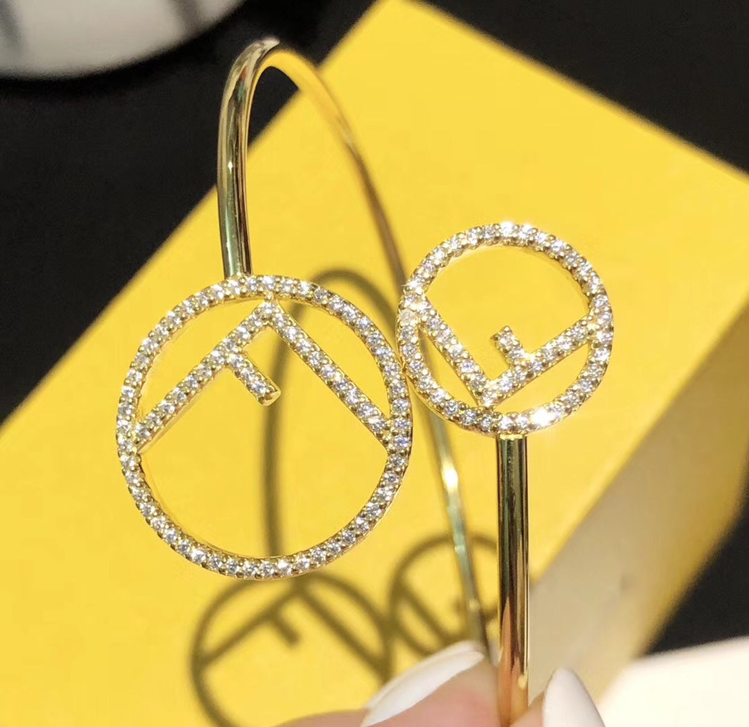 Fendi Double F Gold Diamond Bracelet