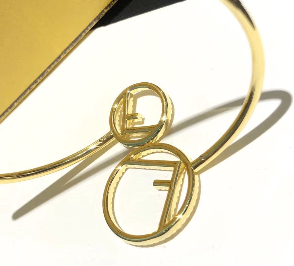 Fendi Double F Gold Diamond Bracelet