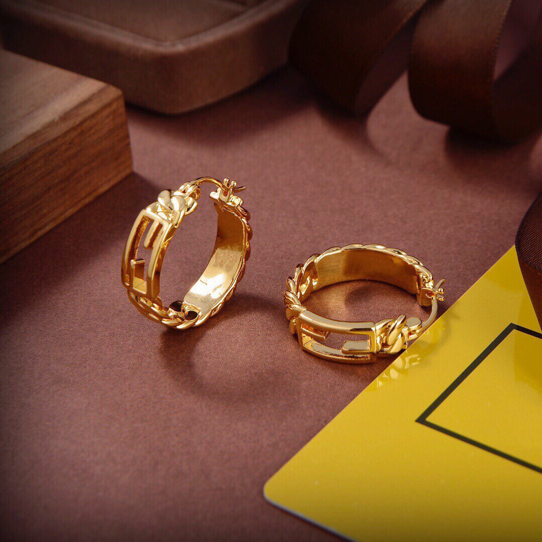 Fendi Baguette Small Earrings Gold