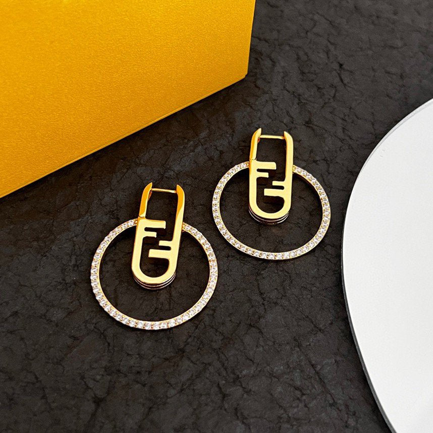 Fendi O’Lock Gold Diamond Earrings