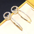 Fendi F Stud Earrings Gold Full Diamond
