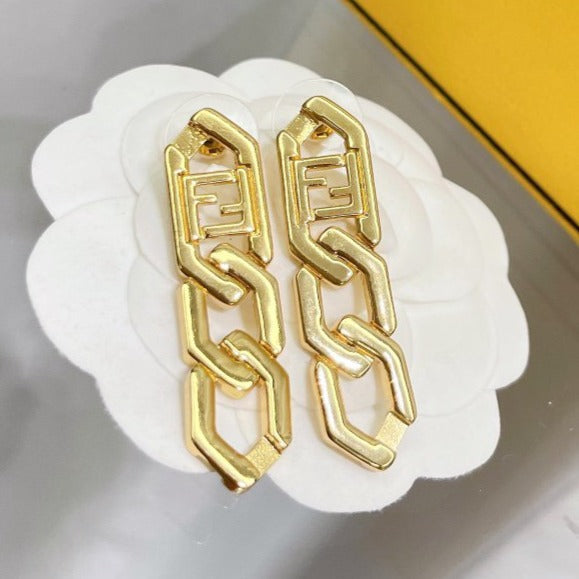 Fendi FF Drop Earrings Gold