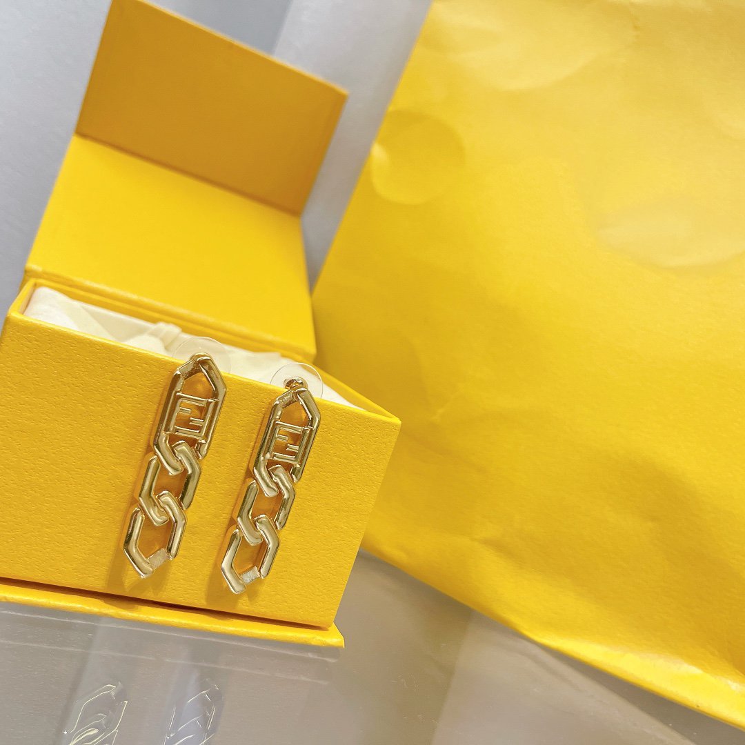 Fendi FF Drop Earrings Gold