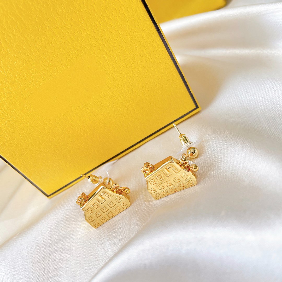 Fendi FF Bag Gold Earrings