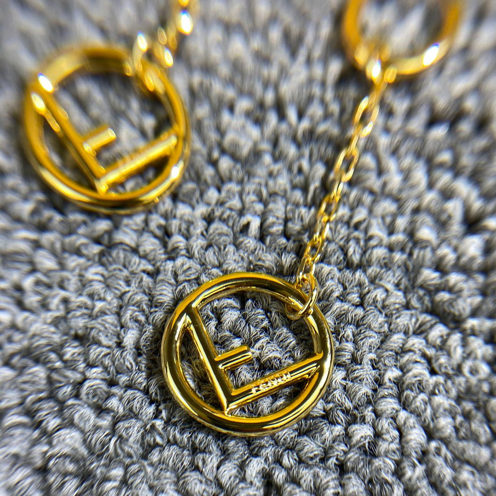 Fendi F Drop Gold Earrings