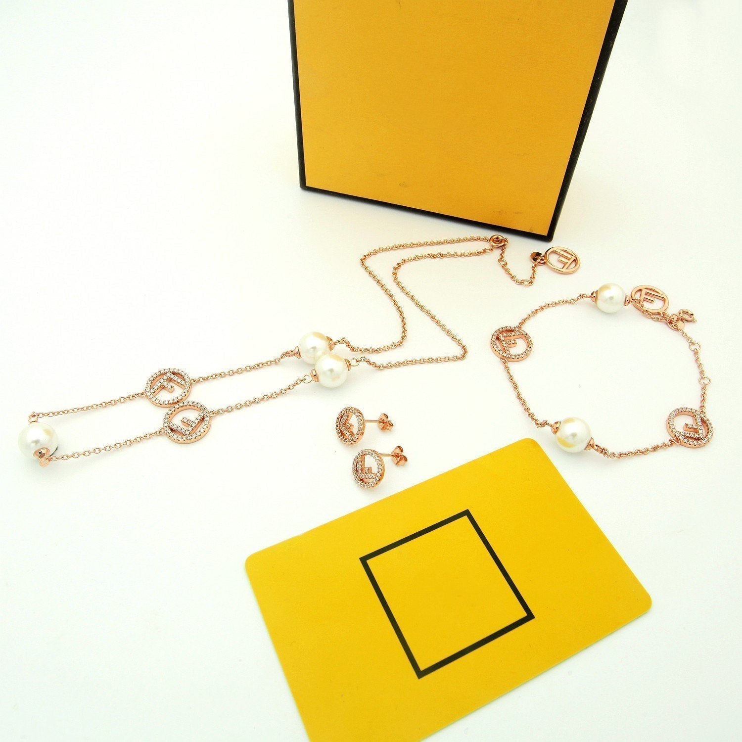 Fendi F Pearl Diamond Necklace