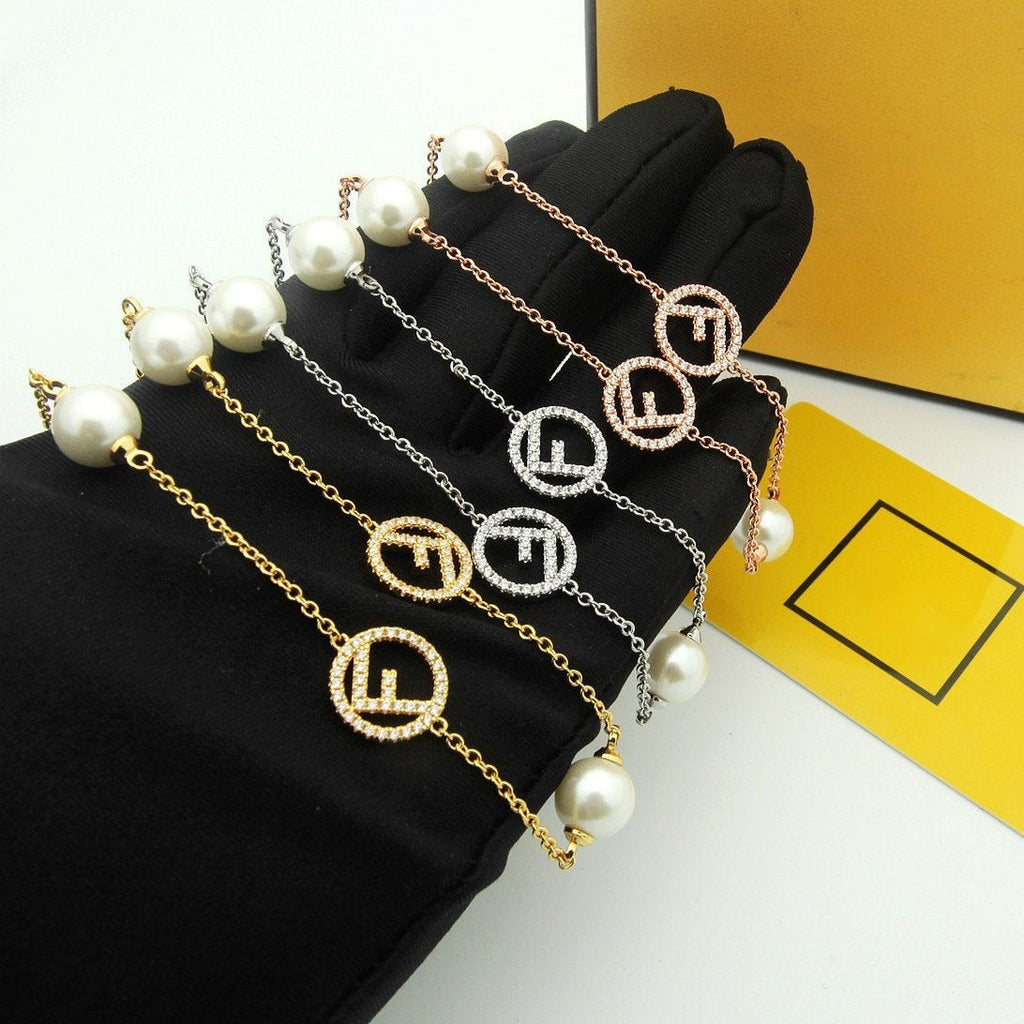 Fendi F Pearl Diamond Necklace