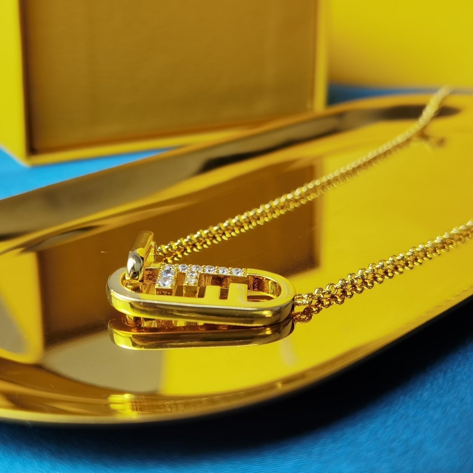 Fendi O'Lock Gold Diamond Necklace