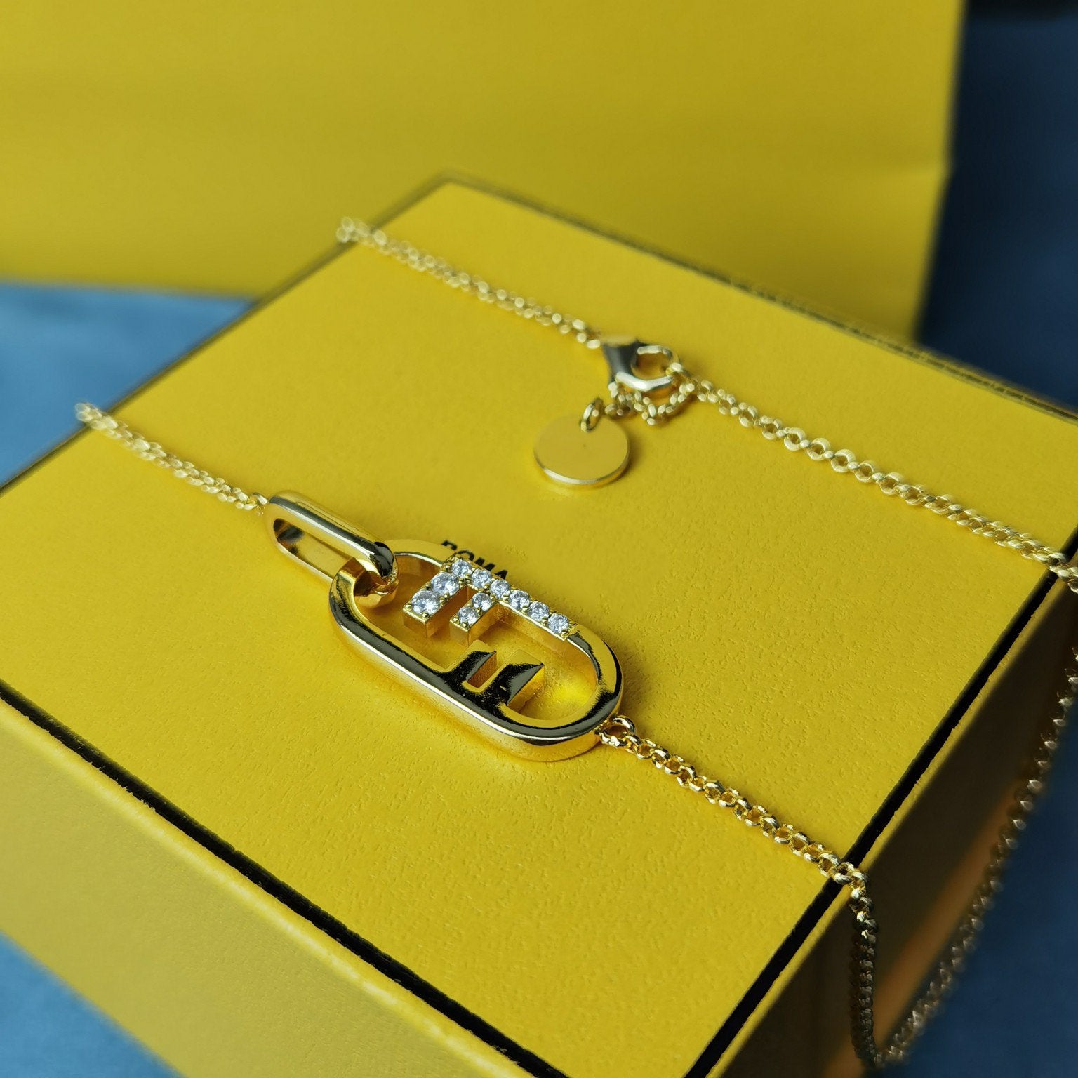 Fendi O'Lock Gold Diamond Necklace