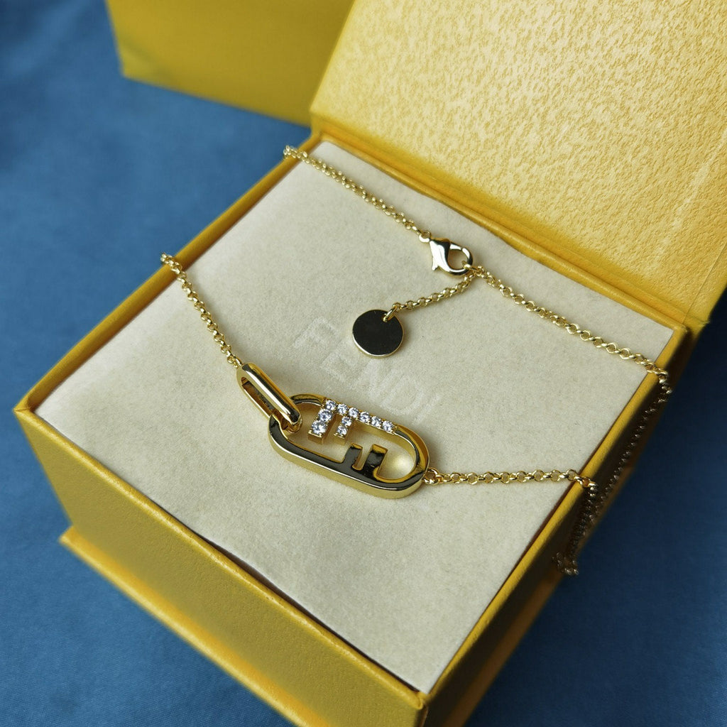 Fendi O'Lock Gold Diamond Necklace