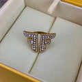 Fendi FF Logo Gold Diamond Ring