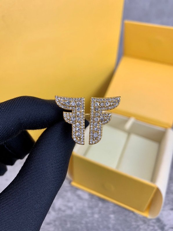 Fendi FF Logo Gold Diamond Ring