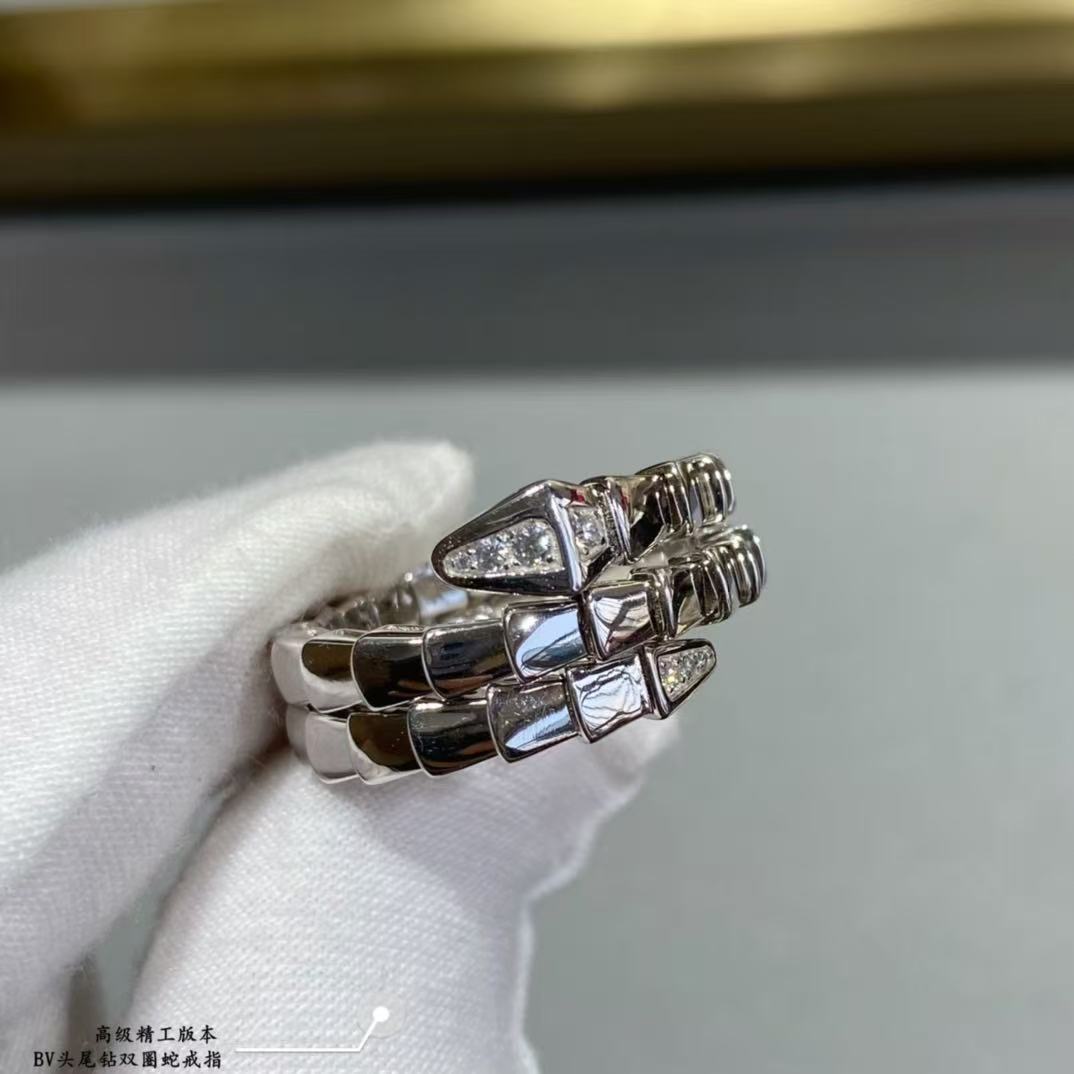 Bvlgari Serpenti Double Row Diamond Ring