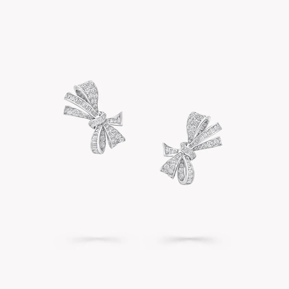 Graff Tilda Box Classic Silver Diamond Stud Earrings