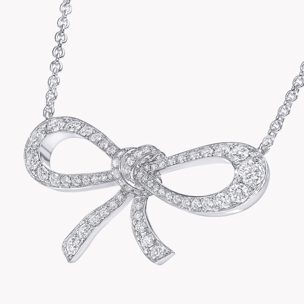 Graff Tilda Bow Mini Silver Cubic Zirconia Necklace