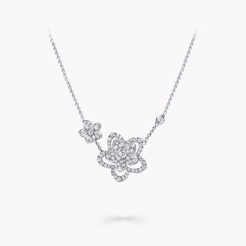 Graff Wild Flower Double Silver Cubic Zirconia Necklace