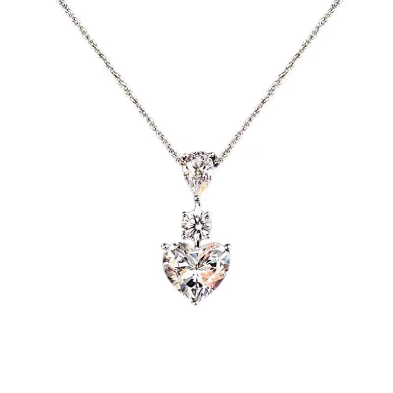 Graff Heart Water Silver Cubic Zirconia Paved Necklace