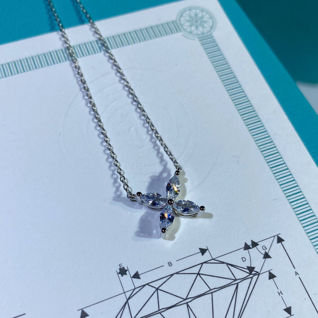 Tiffany Platinum and Cubic Zirconia Victoria Pendant Necklace