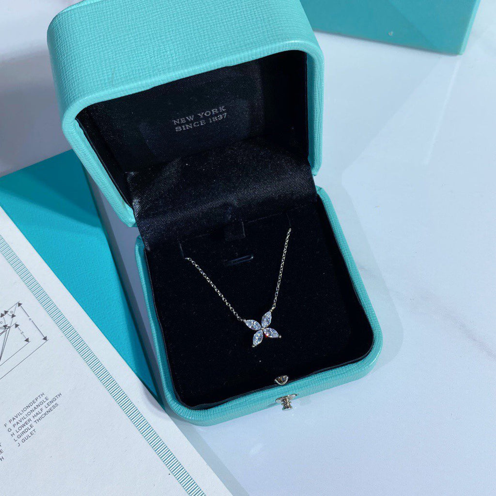 Tiffany Platinum and Cubic Zirconia Victoria Pendant Necklace