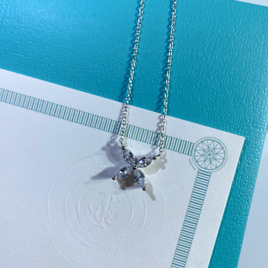Tiffany Platinum and Cubic Zirconia Victoria Pendant Necklace