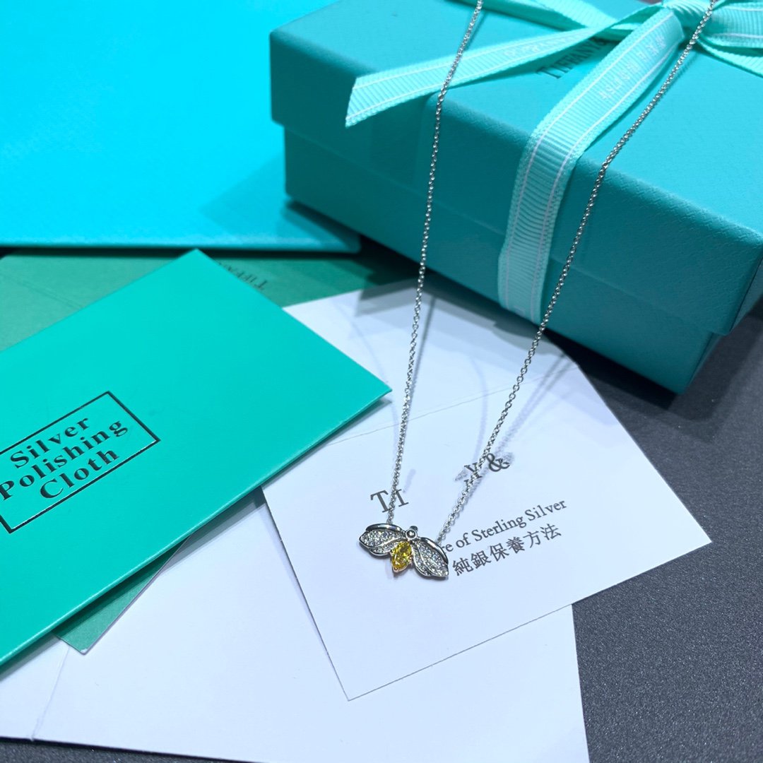 Tiffany Paper Flowers Yellow Cubic Zirconia Firefly Pendant