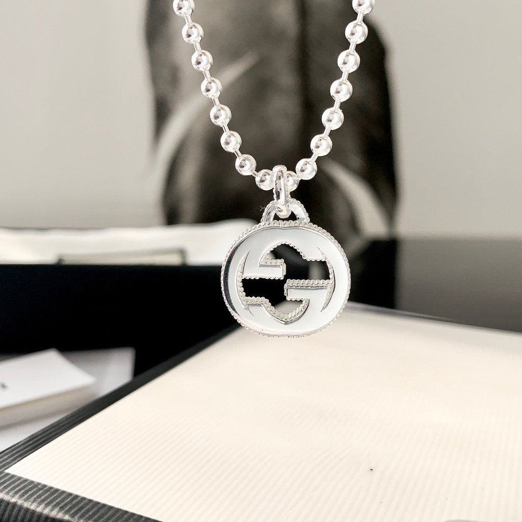 Gucci Interlocking Necklace G Pendant Sterling Silver