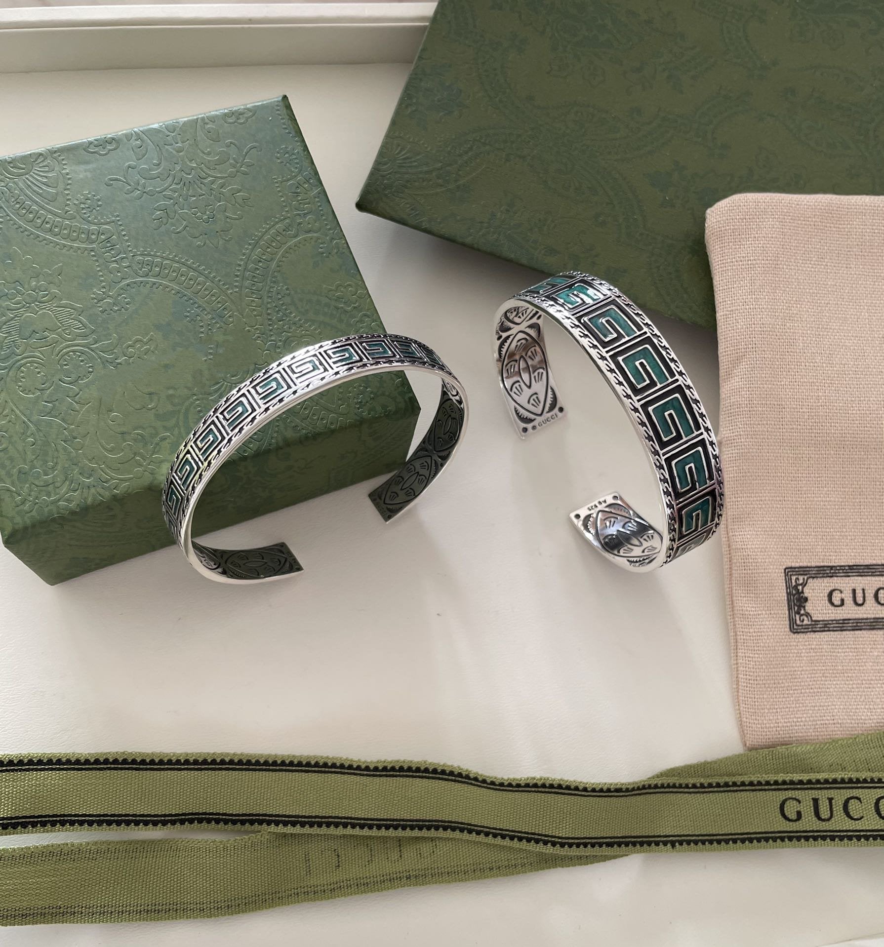 Gucci G-Monogram Sterling-Silver & Enamel Bracelet