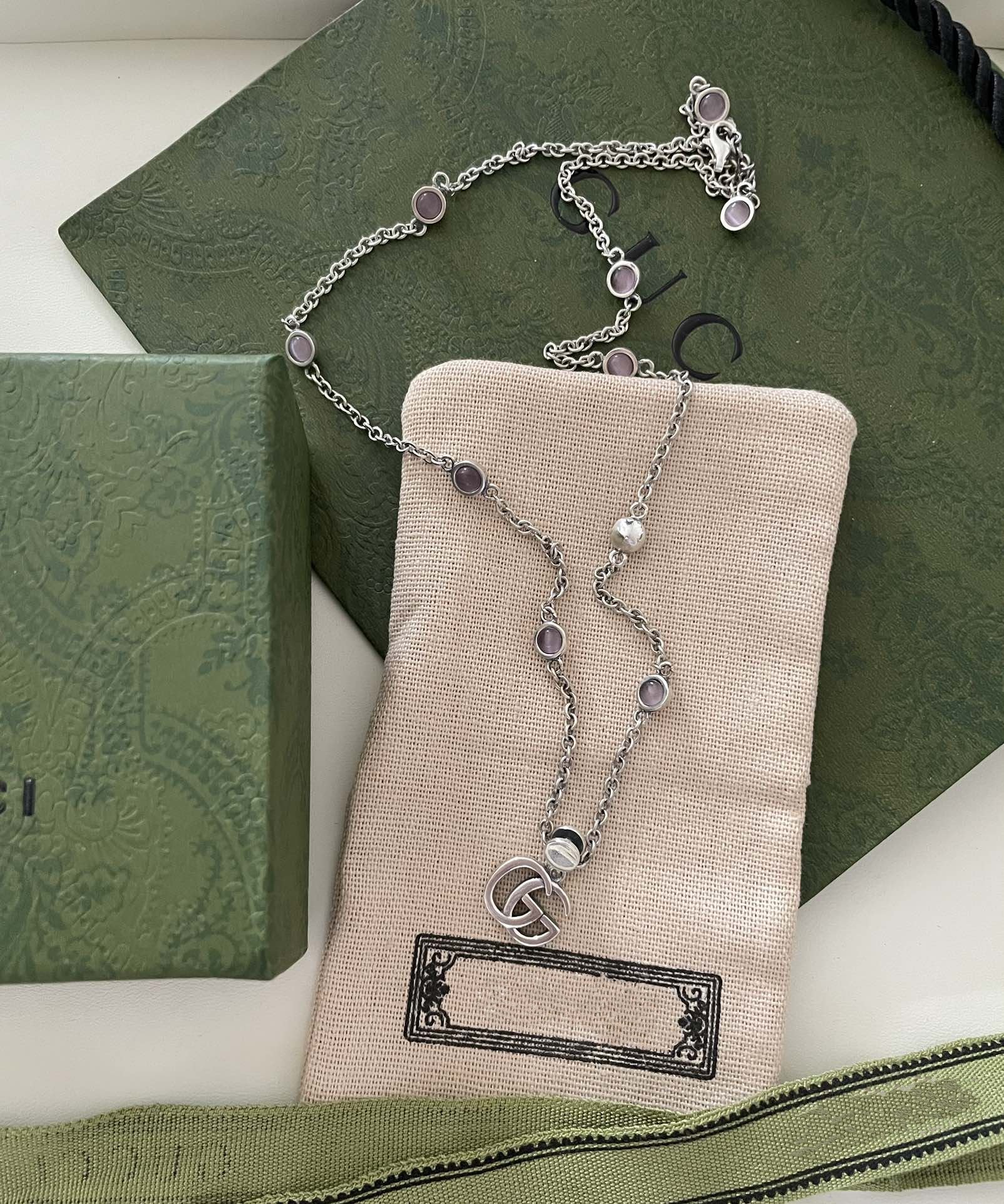 Gucci GG Double G Mother of Pearl Necklace