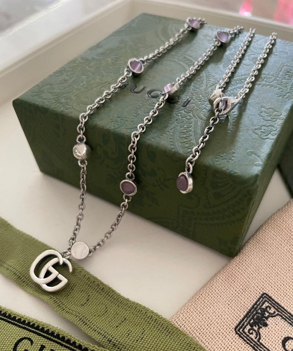 Gucci GG Double G Mother of Pearl Necklace