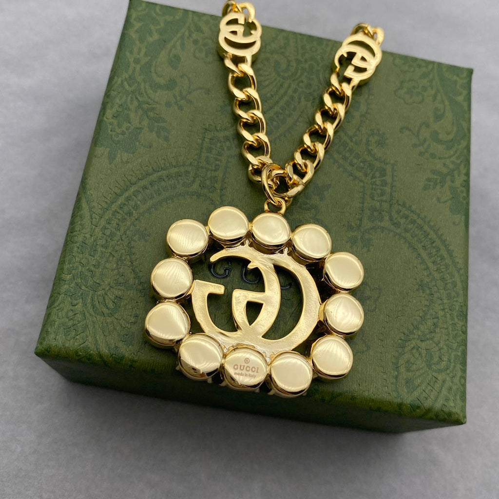 Gucci GG Double G Crystal Necklace