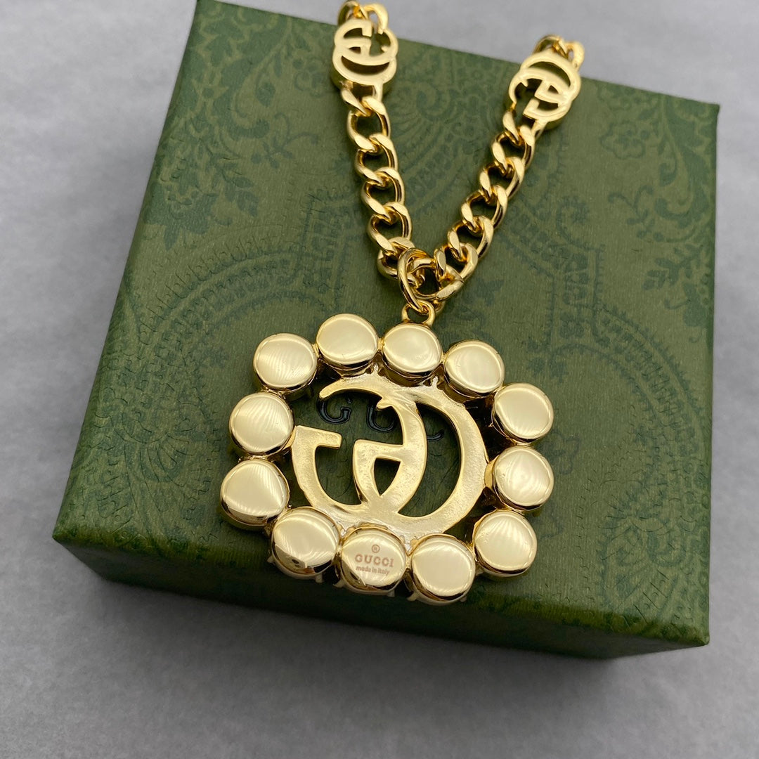 Gucci GG Double G Crystal Necklace