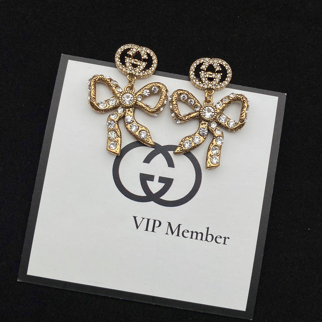 Gucci GG Bow Earrings Gold