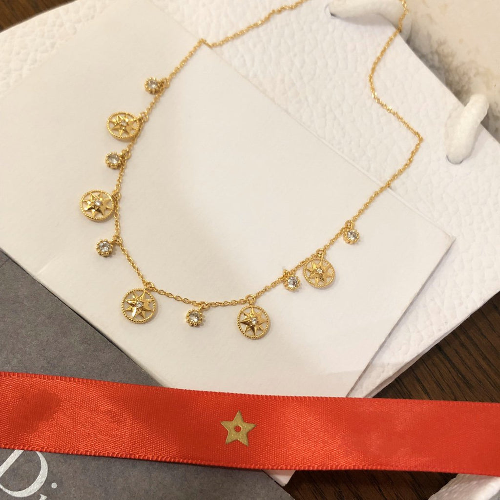 Dior Rose Des Vents Necklace Yellow Gold, Cubic Zirconia and Mother of Pearl