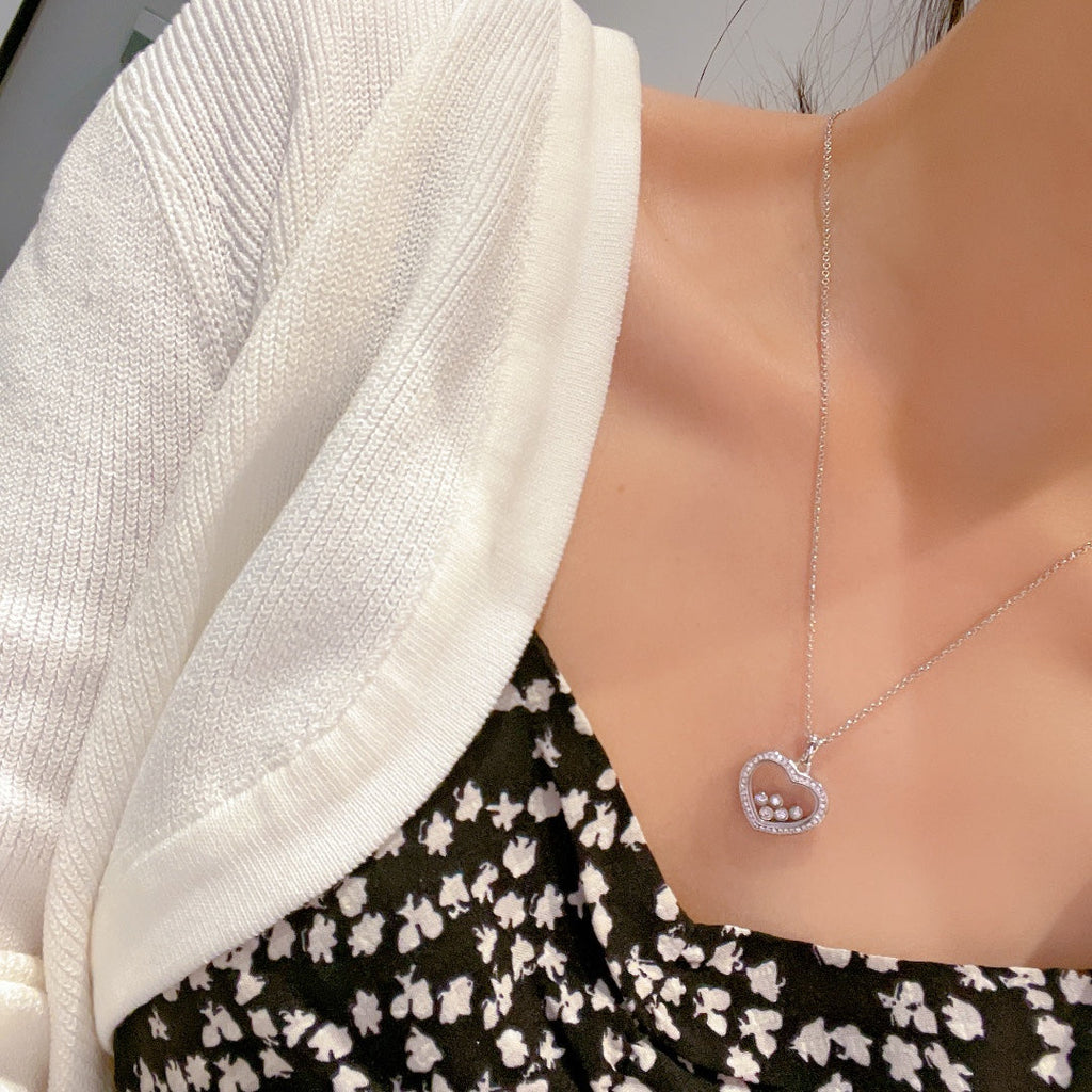 Chopard Happy Heart White MOP Necklace Silver Cubic Zirconia - 55231